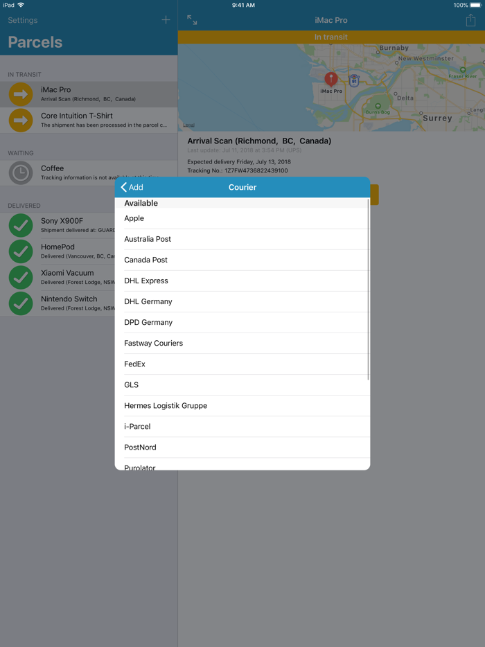 Packtrack A parcel tracker