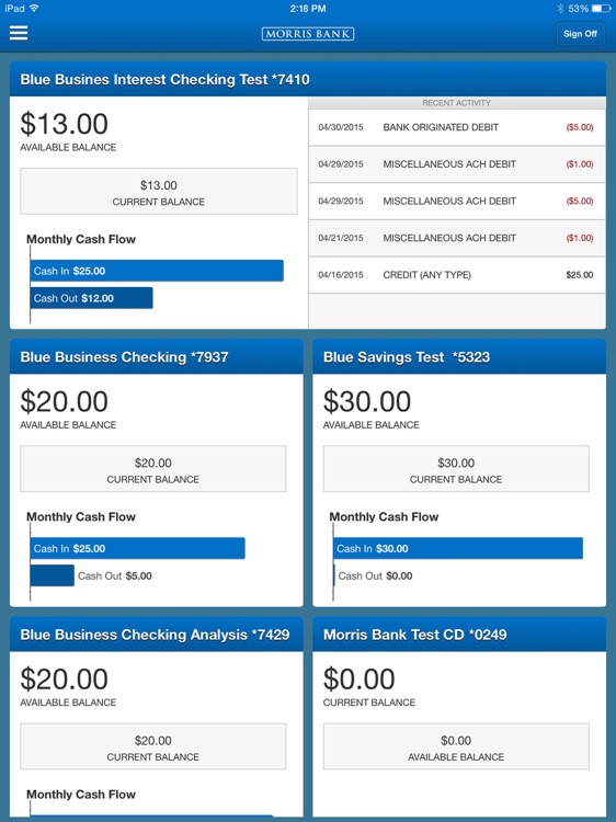 Morris Bank mBiz for iPad