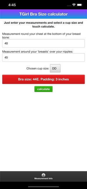 TGirl Bra Size Calculator