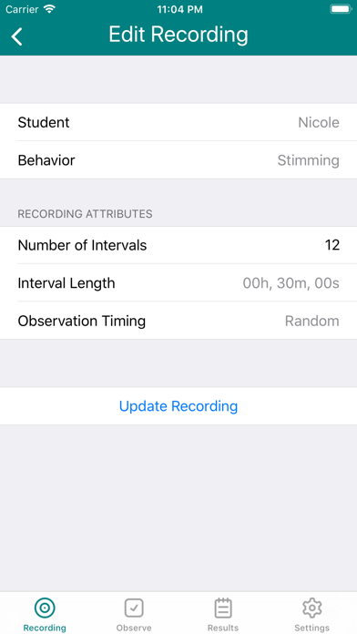 Intervals, An ABA Interval Recording App Screenshot 4