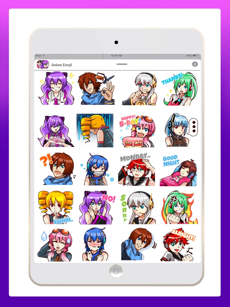 Tokyo Anime Emojis Sticker App for iPhone Free Download Tokyo Anime