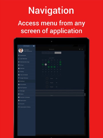Gym Master application - náhled