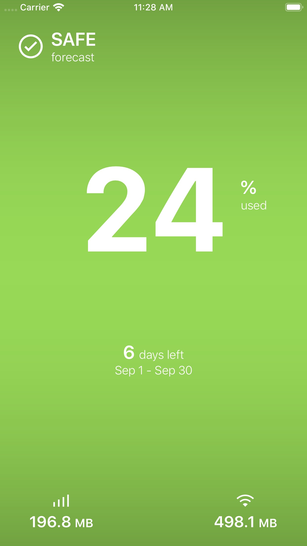 Screenshot do app DataMan - track data usage
