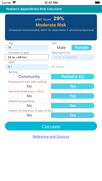 Pediatric Appendicitis Risk screenshot 2