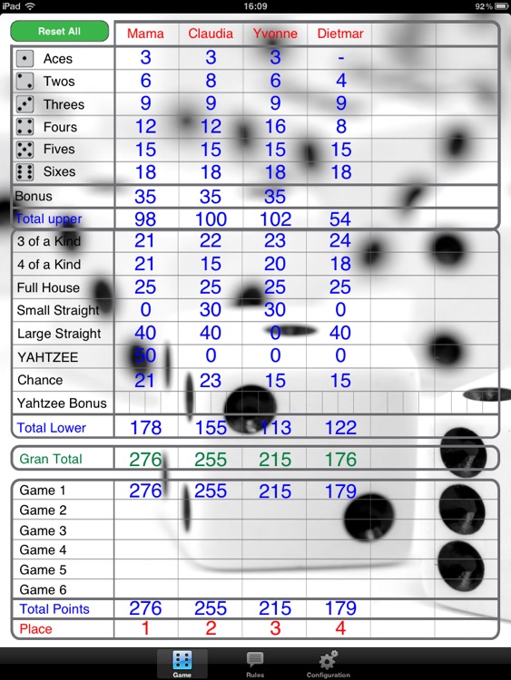 Yahtzee! Score Card