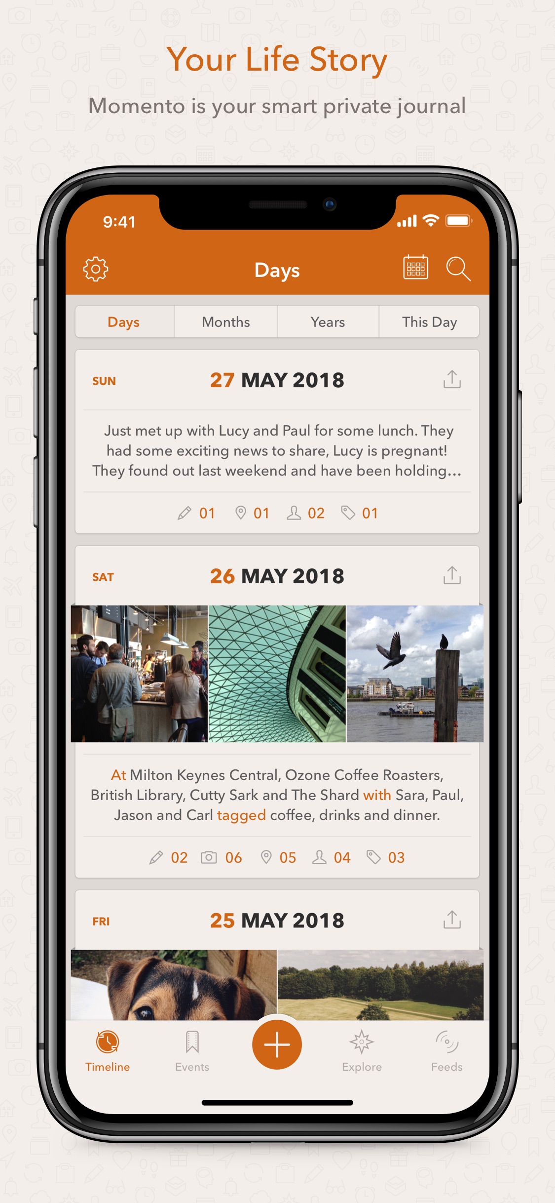 Screenshot do app Momento - Diary / Journal