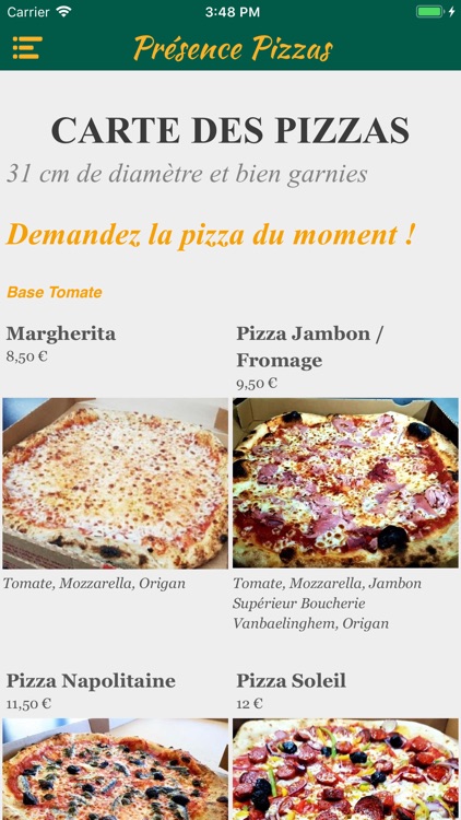 Présence Pizzas screenshot-4