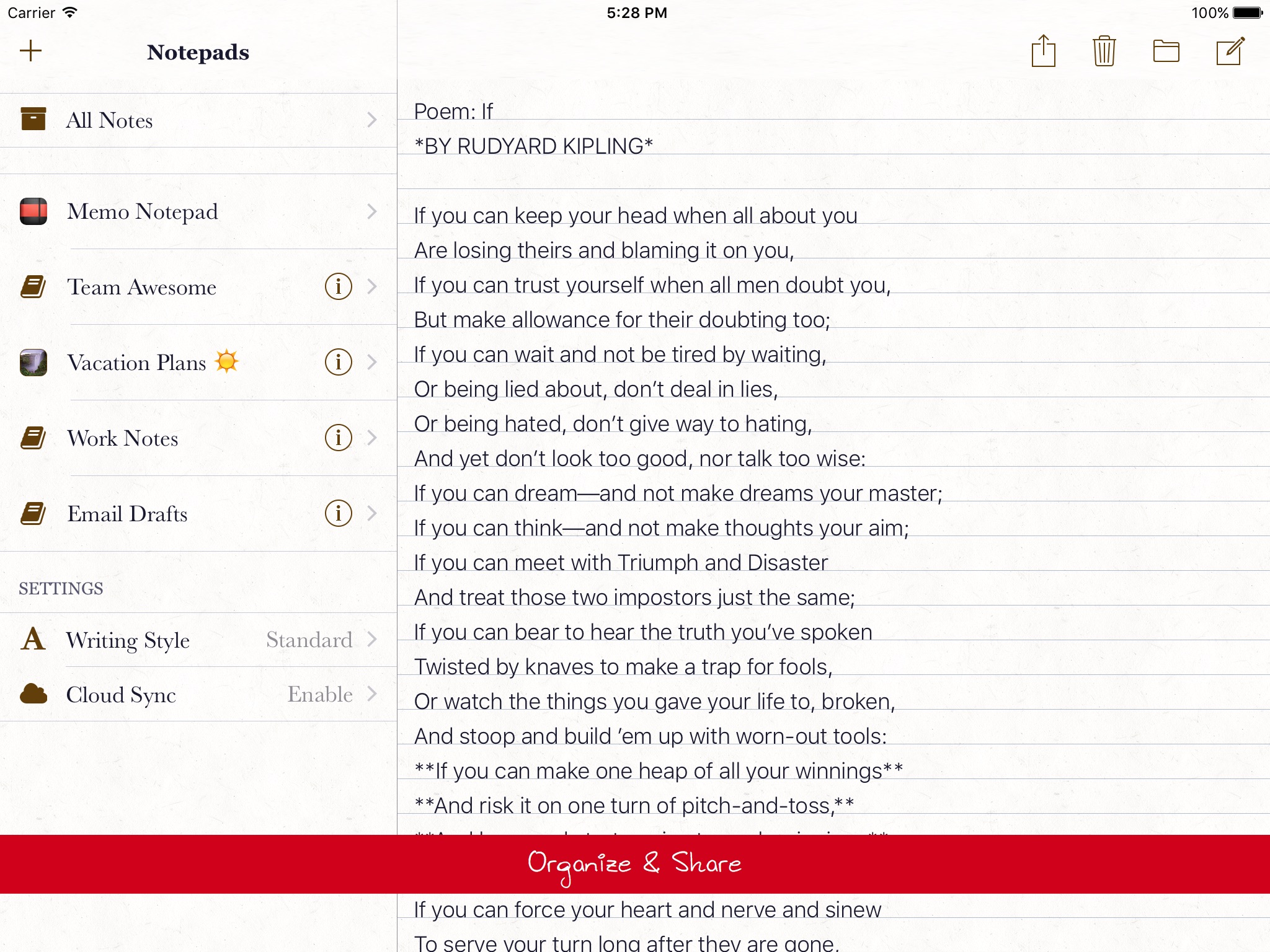 Memo Notepad HD screenshot 2