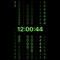 The program displays the current time on the device screen, simulating the effect of a waterfall of numbers