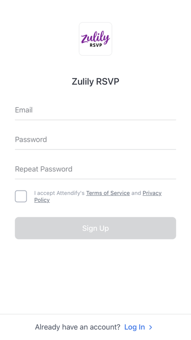 Zulily RSVP screenshot 2