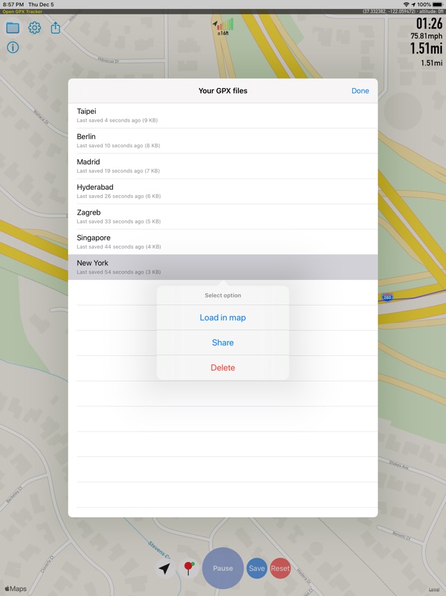 apple watch export gpx