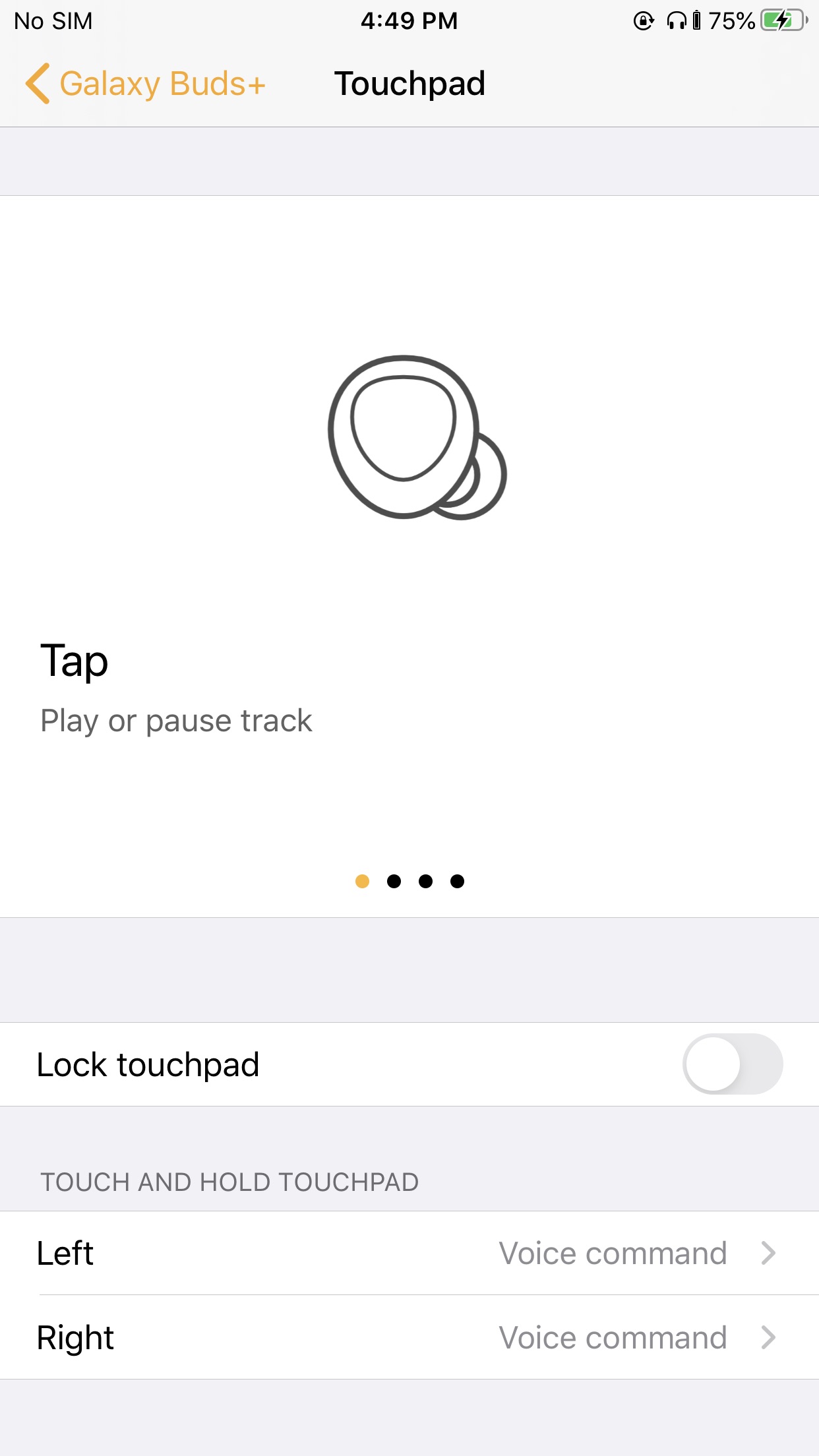 Screenshot do app Samsung Galaxy Buds+