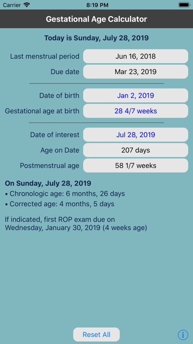 PediTools: GA Calc screenshot 3