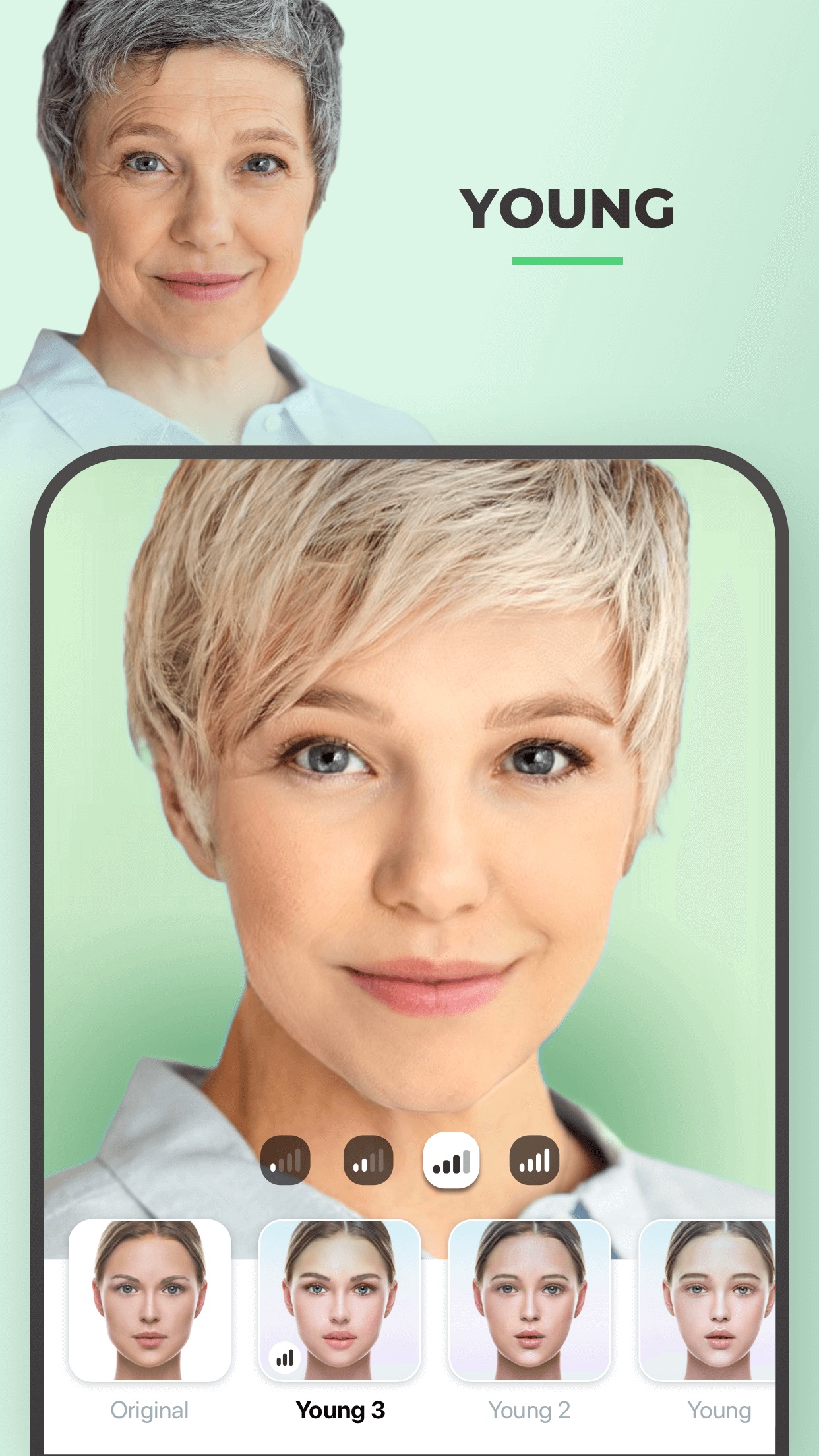 Screenshot do app FaceApp - Editor Facial com IA