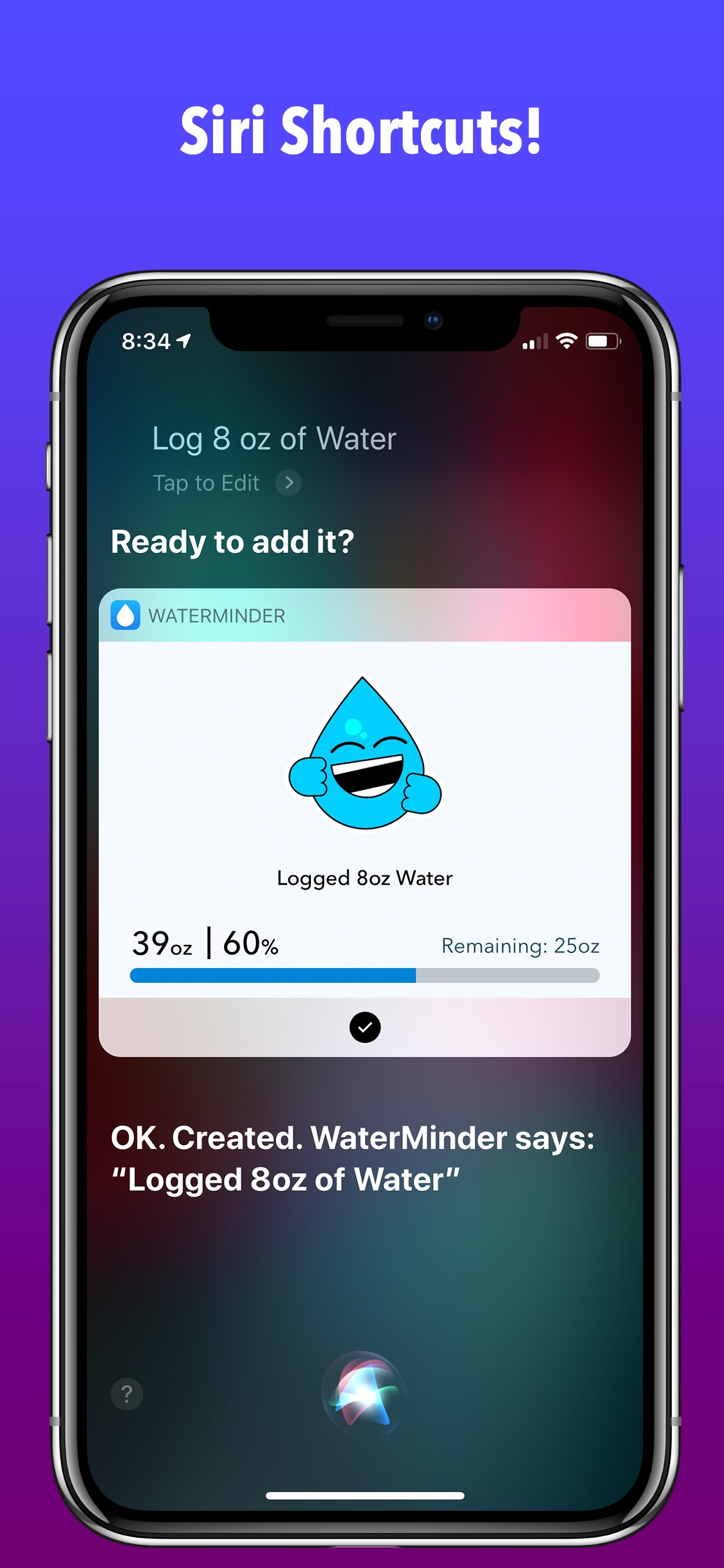 Screenshot do app WaterMinder