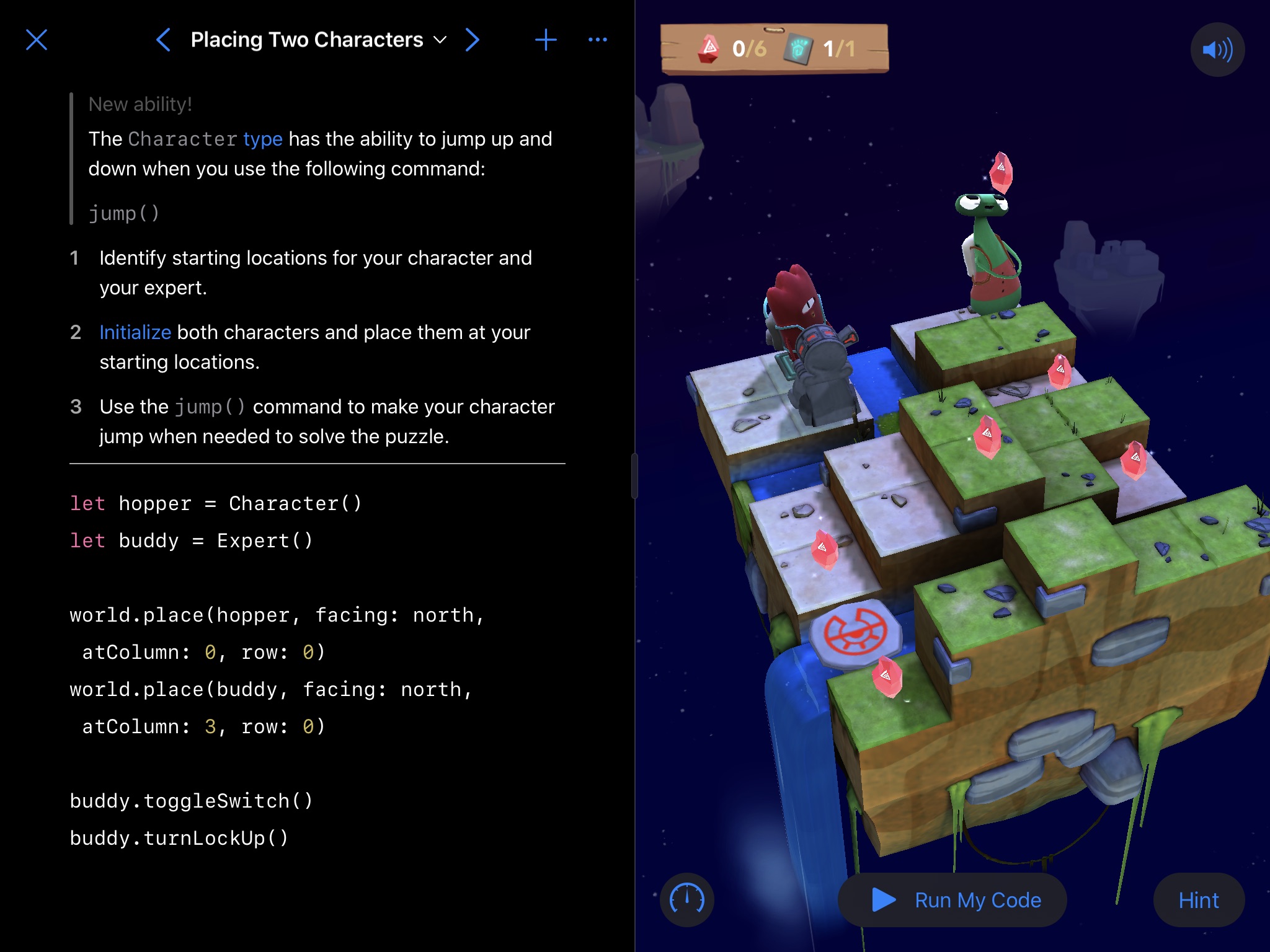 Screenshot do app Swift Playgrounds