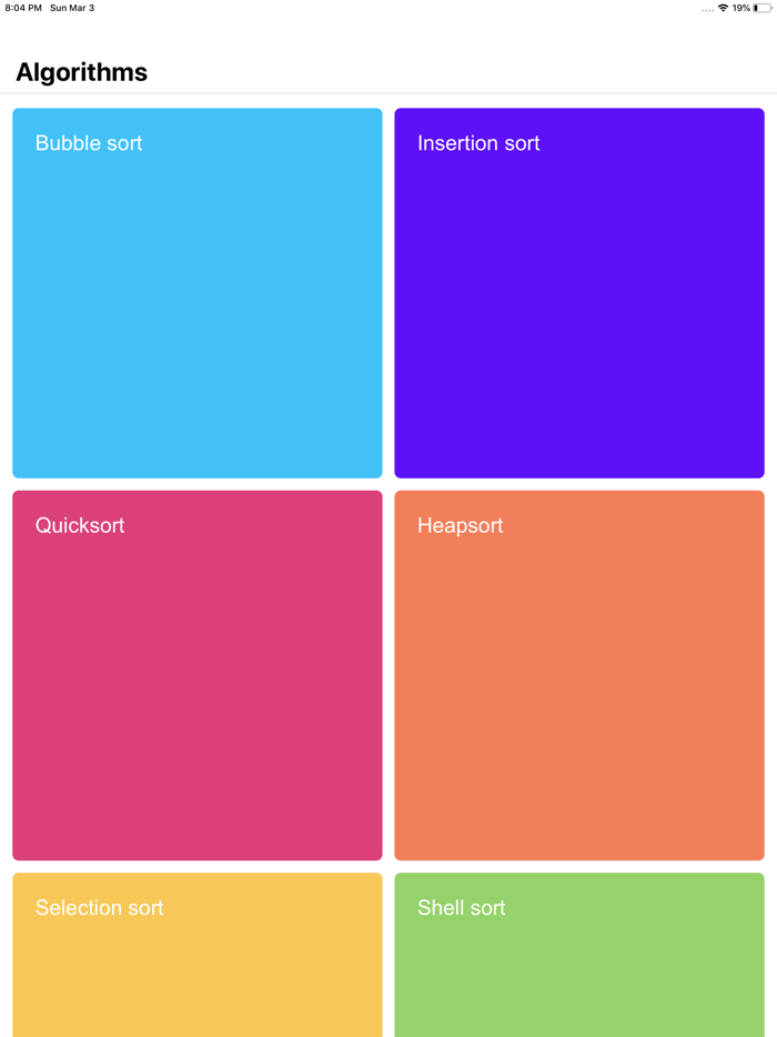 Sorting algorithms visualised