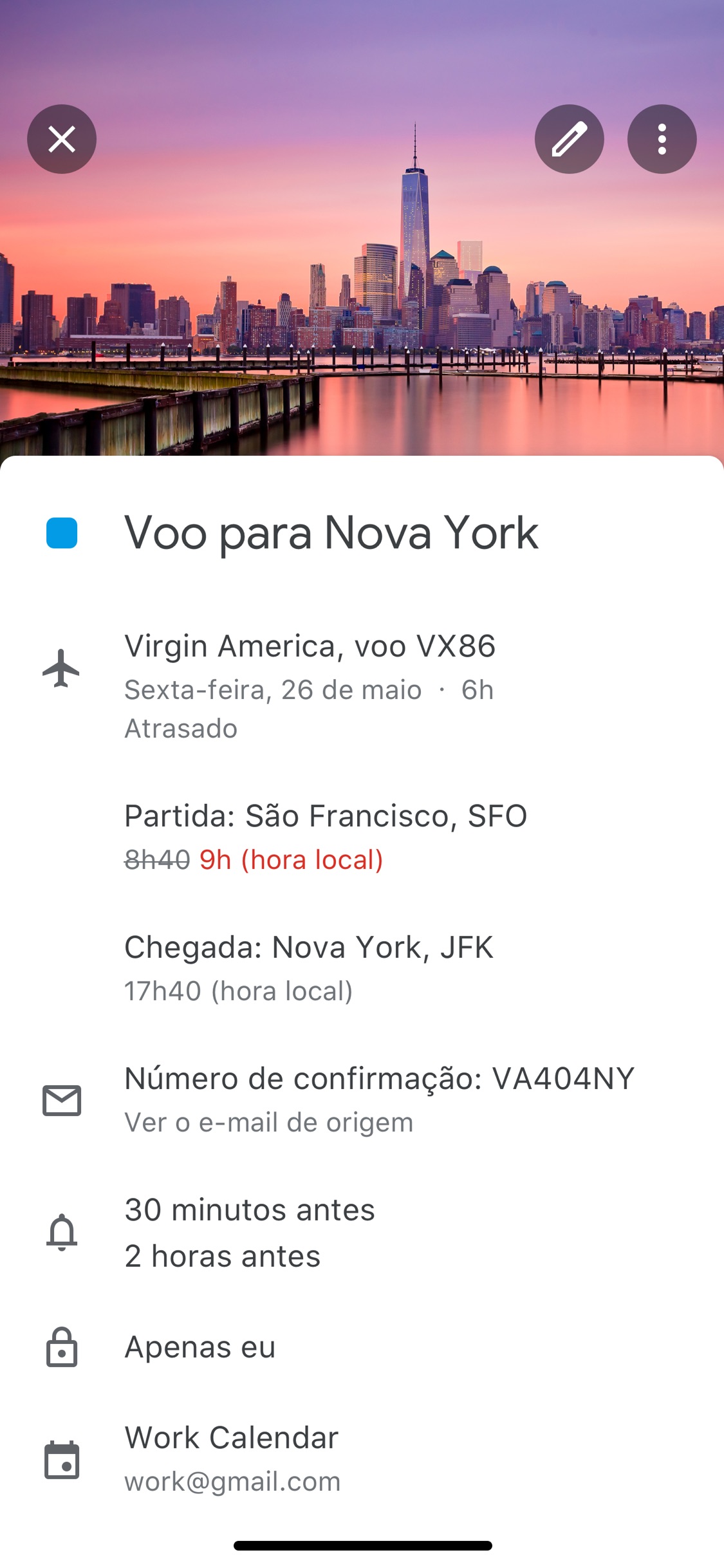 Screenshot do app Google Agenda