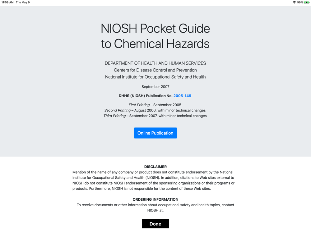 NIOSH Mobile Pocket Guide App for iPhone Free Download NIOSH Mobile