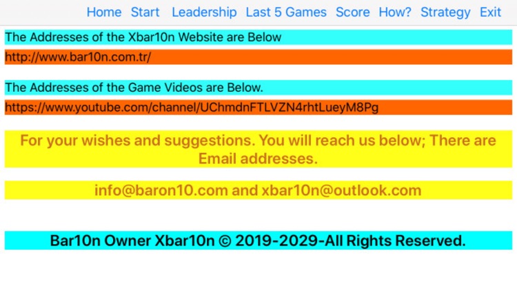 Xbar10n - Card Game : New 2020