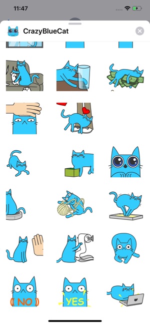 Crazy Blue Cat Sticker(圖3)-速報App