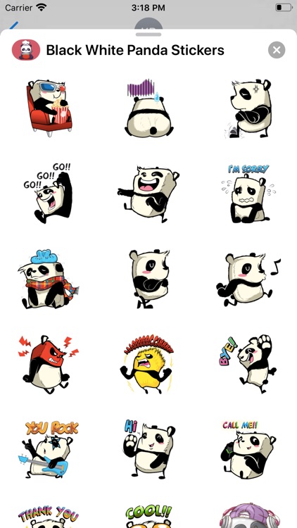 Black White Panda Stickers