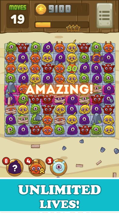 Funny Monsters puzzle Match 3 screenshot 3