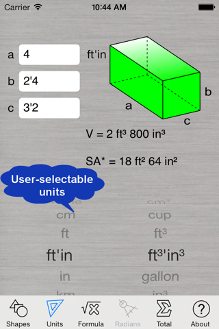 Screenshot of Volume Calculator