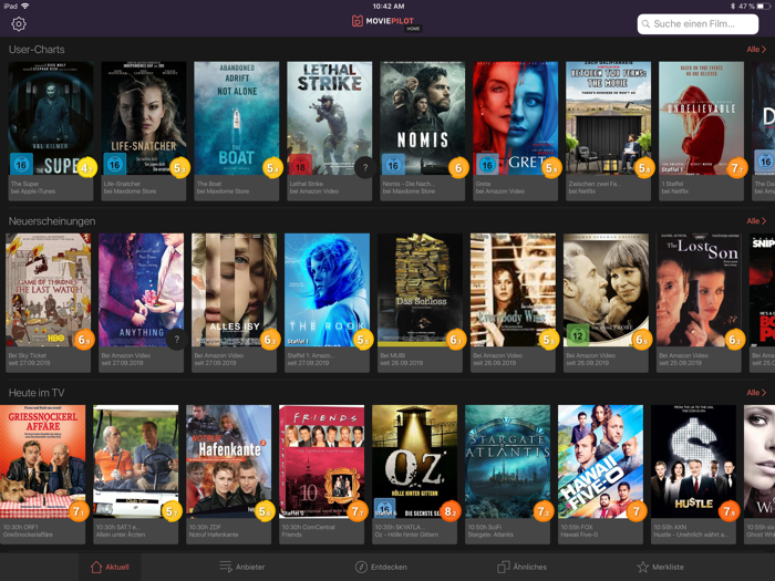 Moviepilot Home Filme, Serien
