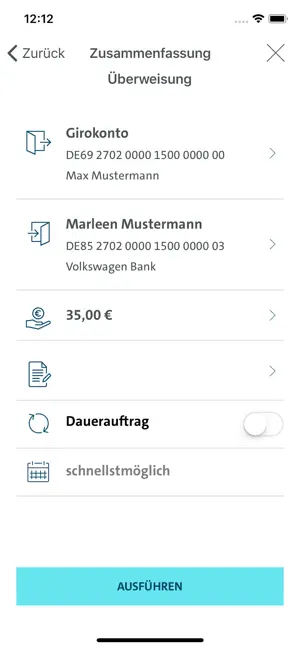 Screenshot 2 VW Financial Services Banking iphone