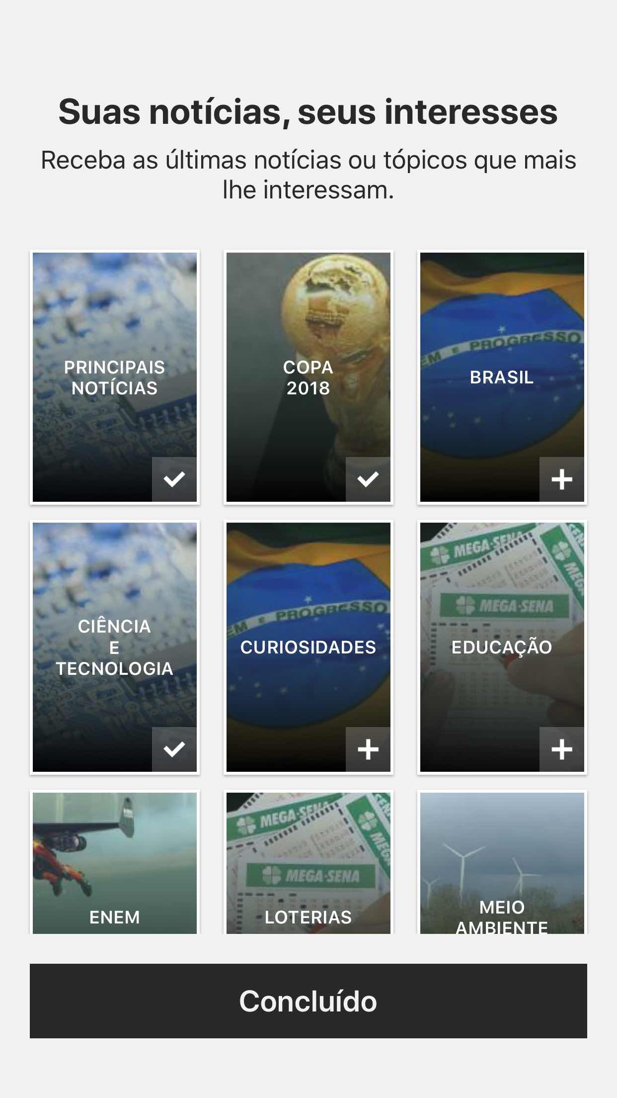 Screenshot do app Microsoft Notícias
