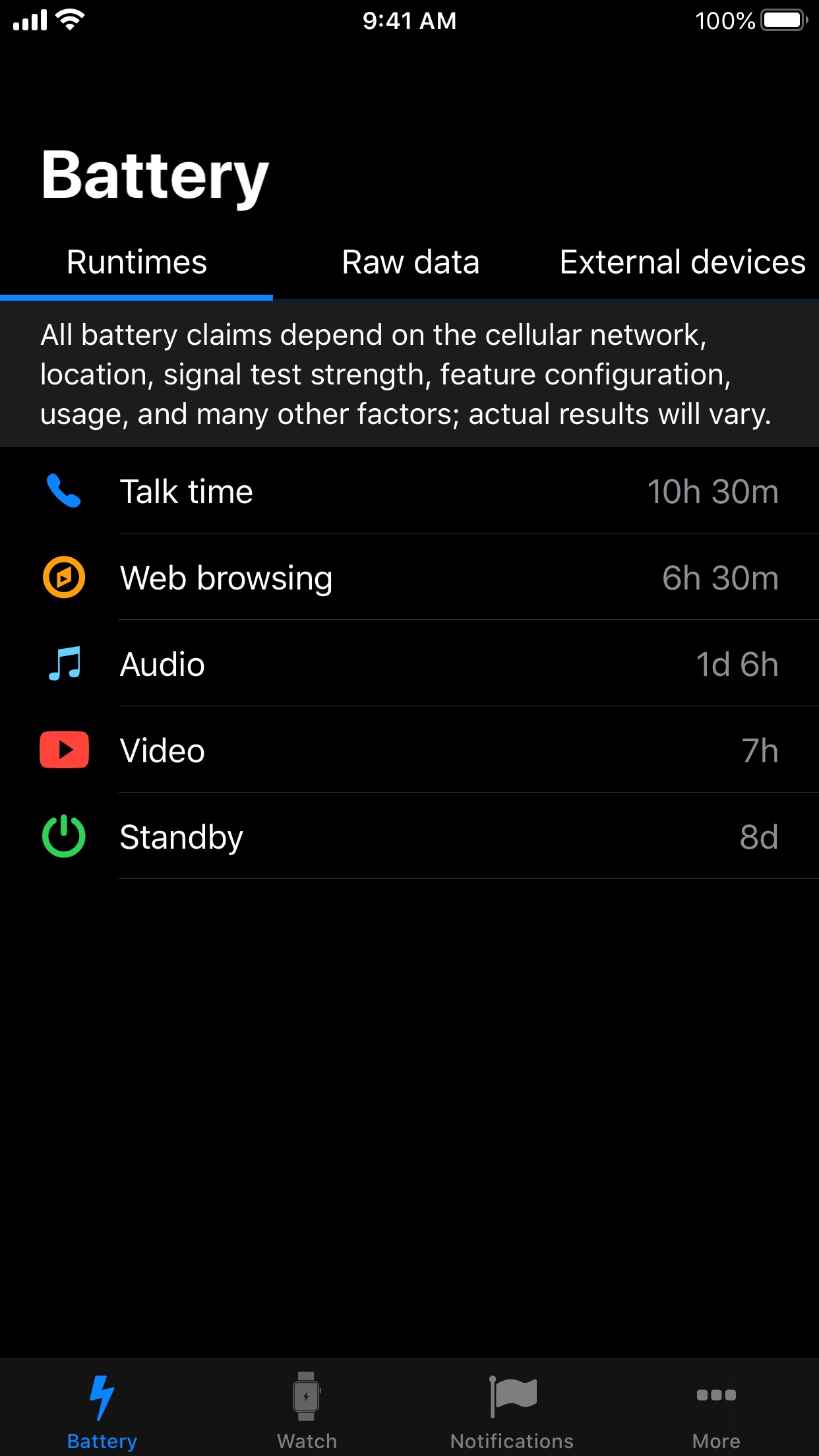 Screenshot do app Battery Life