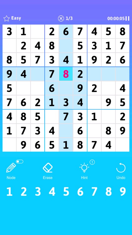 classic sudoku: number puzzle