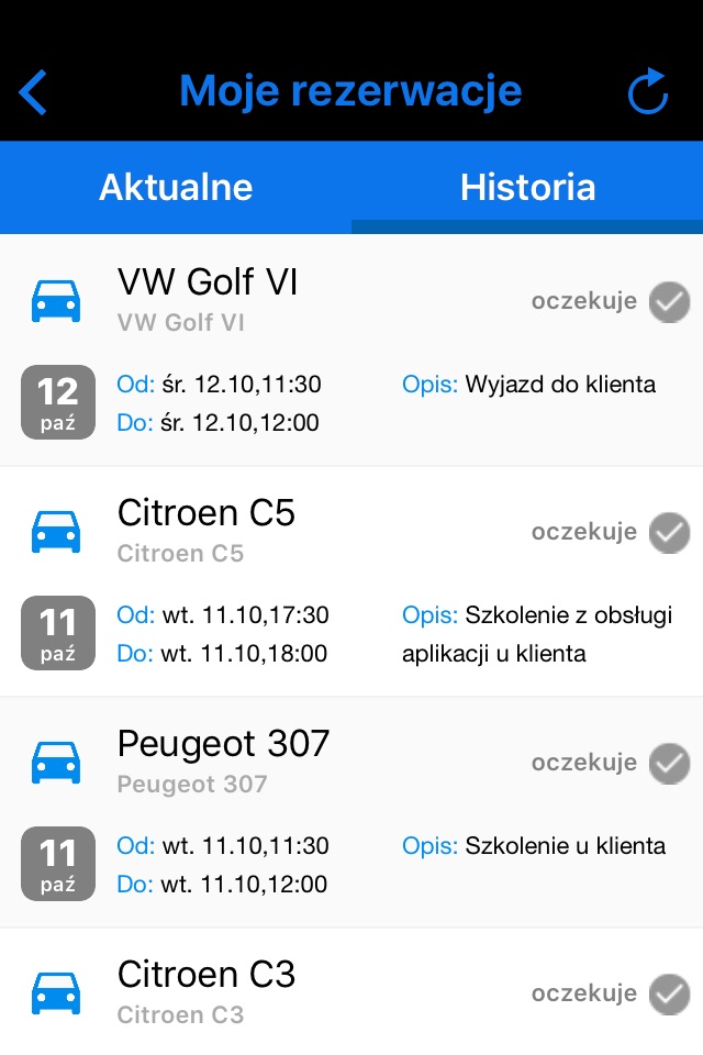 MyCar Rezerwacja pojazdów screenshot 3