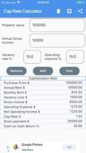 Easy Cap Rate Calculator