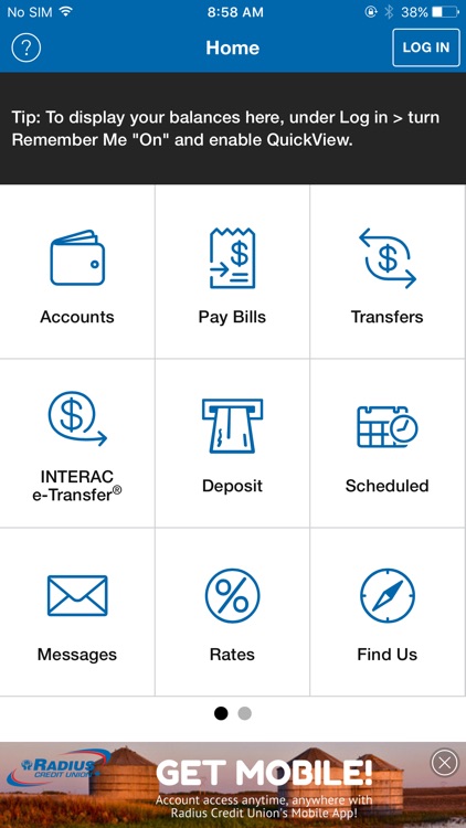 Radius Credit Union Mobile App