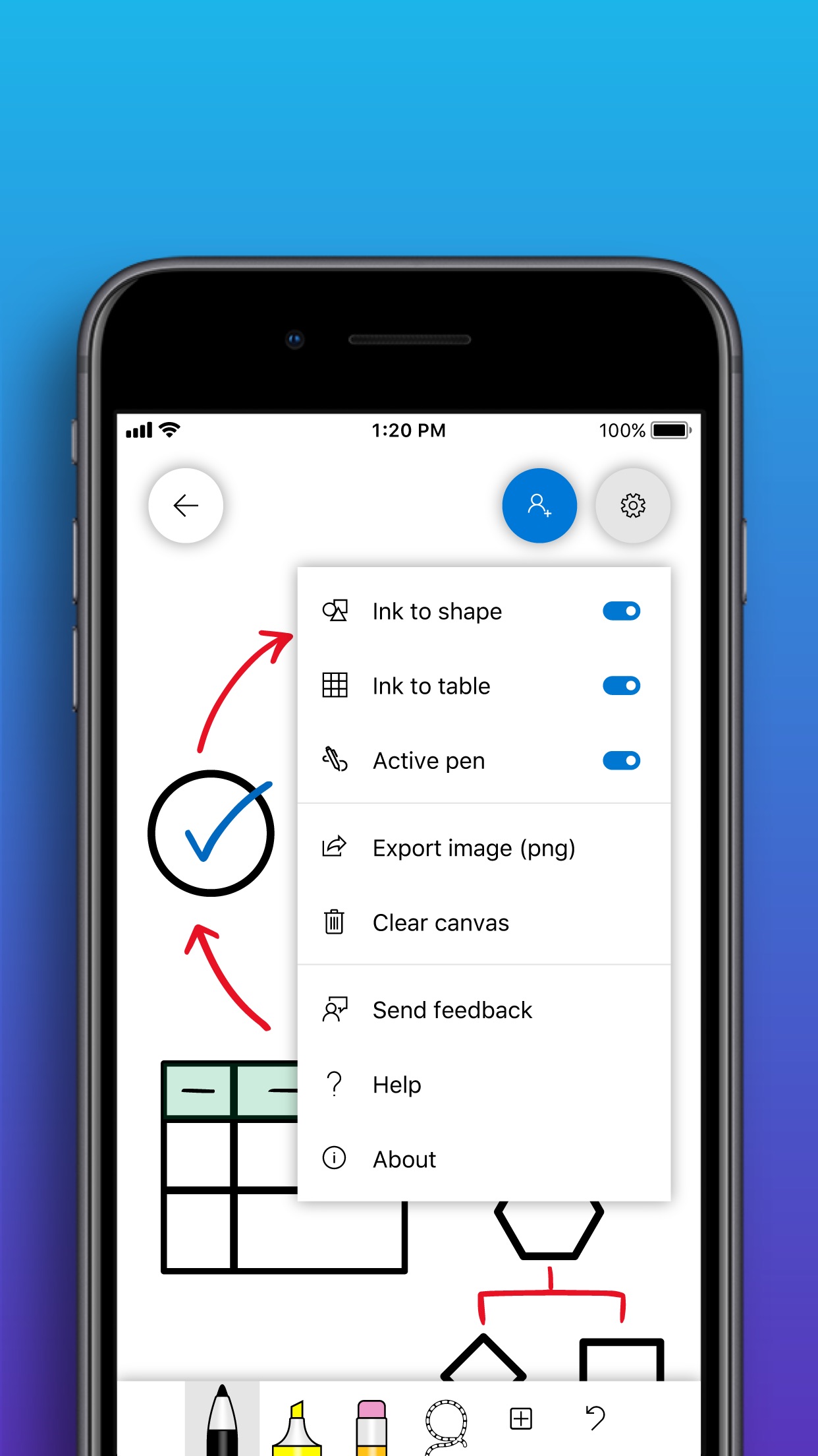 Screenshot do app Microsoft Whiteboard