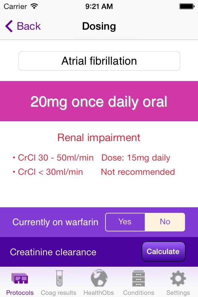 Managing Rivaroxaban screenshot 2