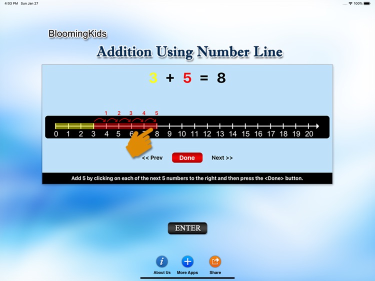 Addition Using Number Line