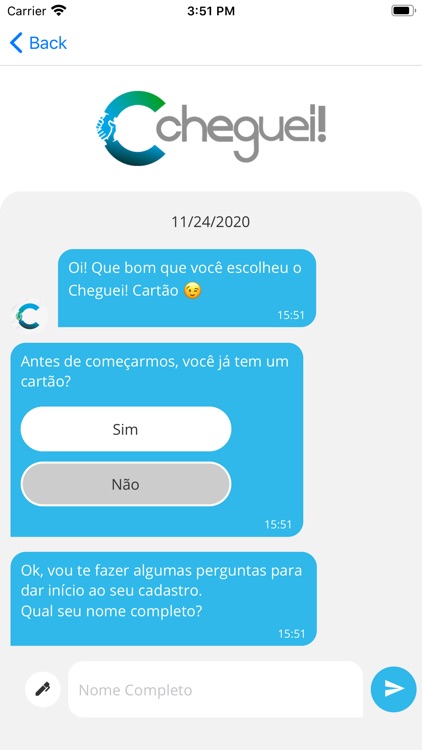 Cheguei Cartão