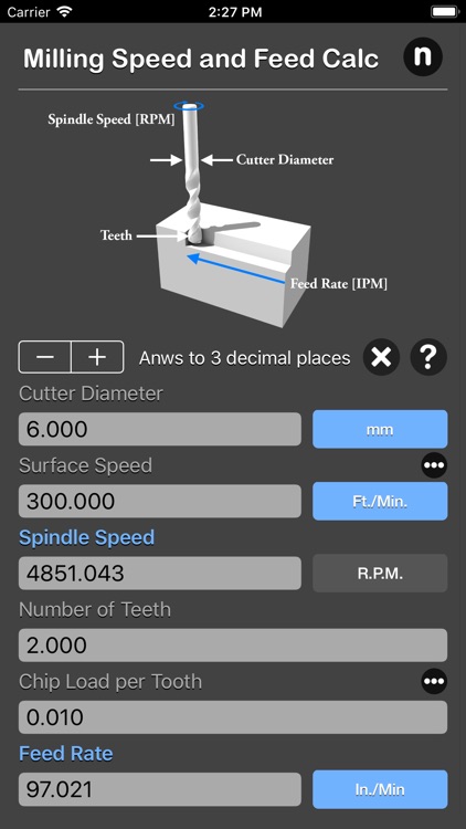 Milling Speed and Feed Calc screenshot-5