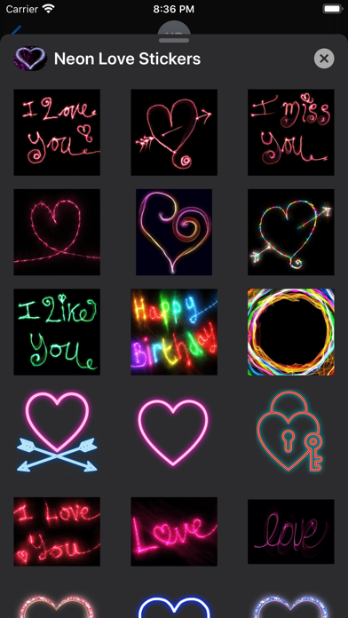 Love Heart Neon Stickers screenshot 2