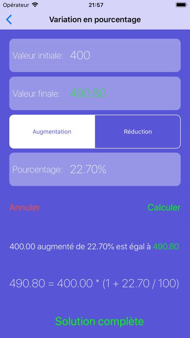 Pourcentages Solver % Pourcentages Solver %