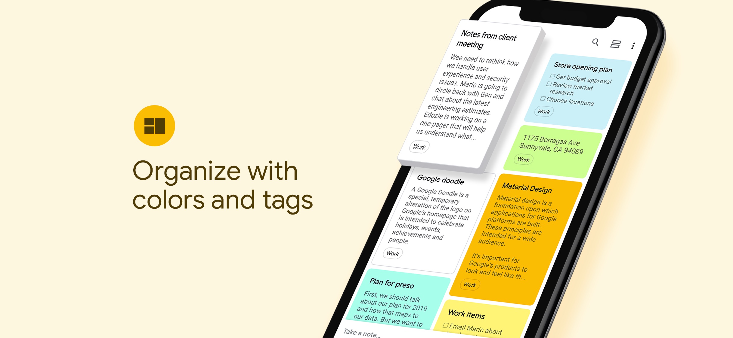 Screenshot do app Google Keep: notas e listas