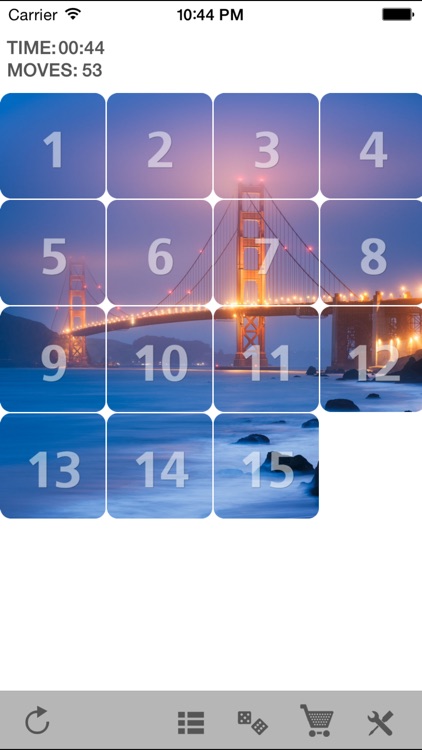 Fifteen sliding tiles puzzle