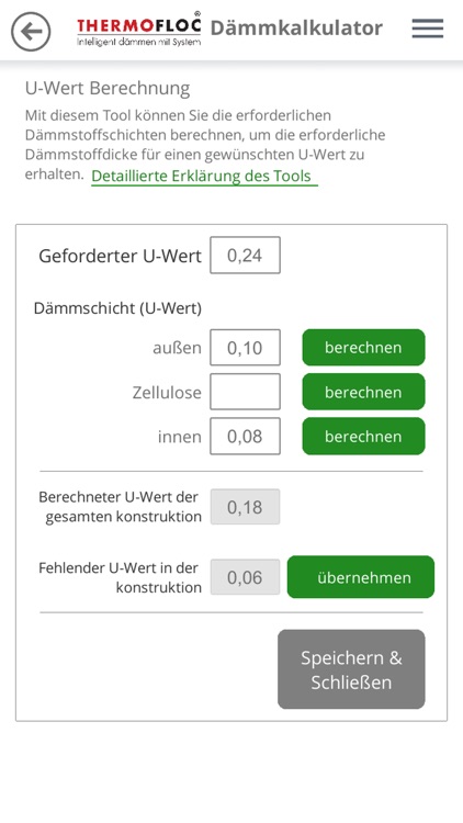 Thermofloc Dämmkalkulator