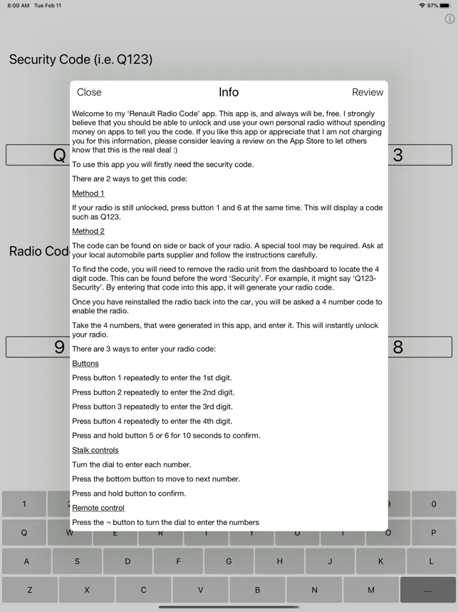 Captura de Pantalla 3 Radio Decoder for Renault iphone