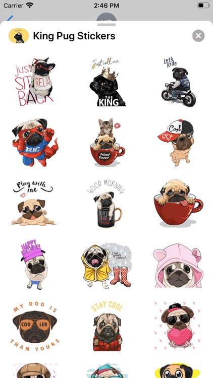 King Pug Stickers