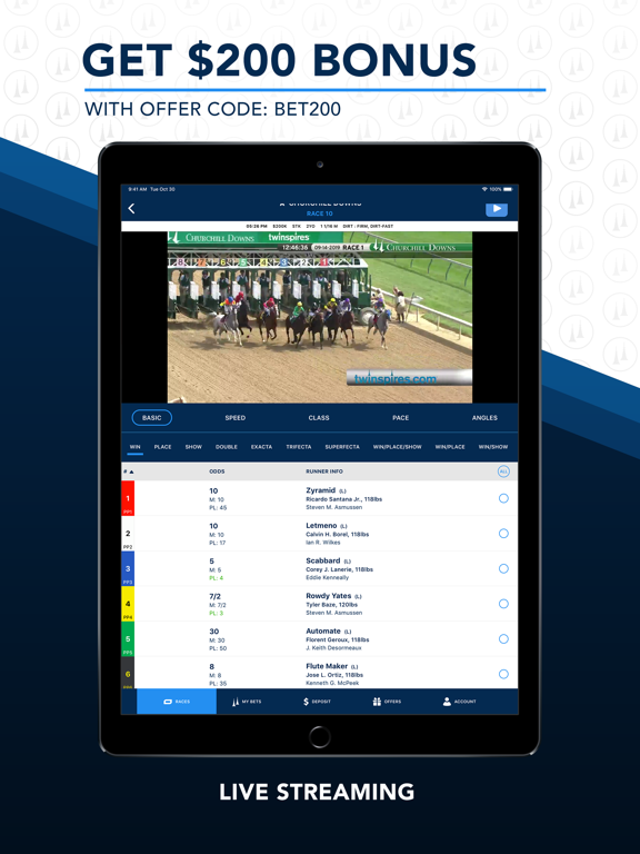 iPad Image of TwinSpires Horse Race Betting