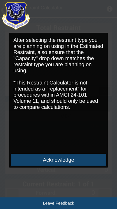 How to cancel & delete USAF EOS Restraint Calculator from iphone & ipad 1